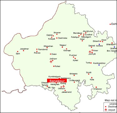 Map of Ranakpur, Rajasthan